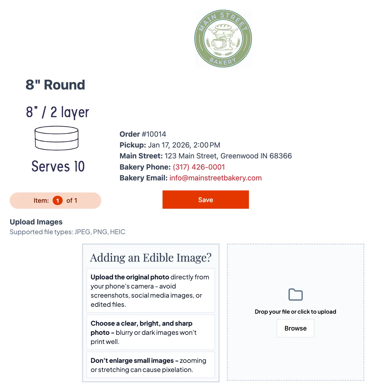 Image request upload page