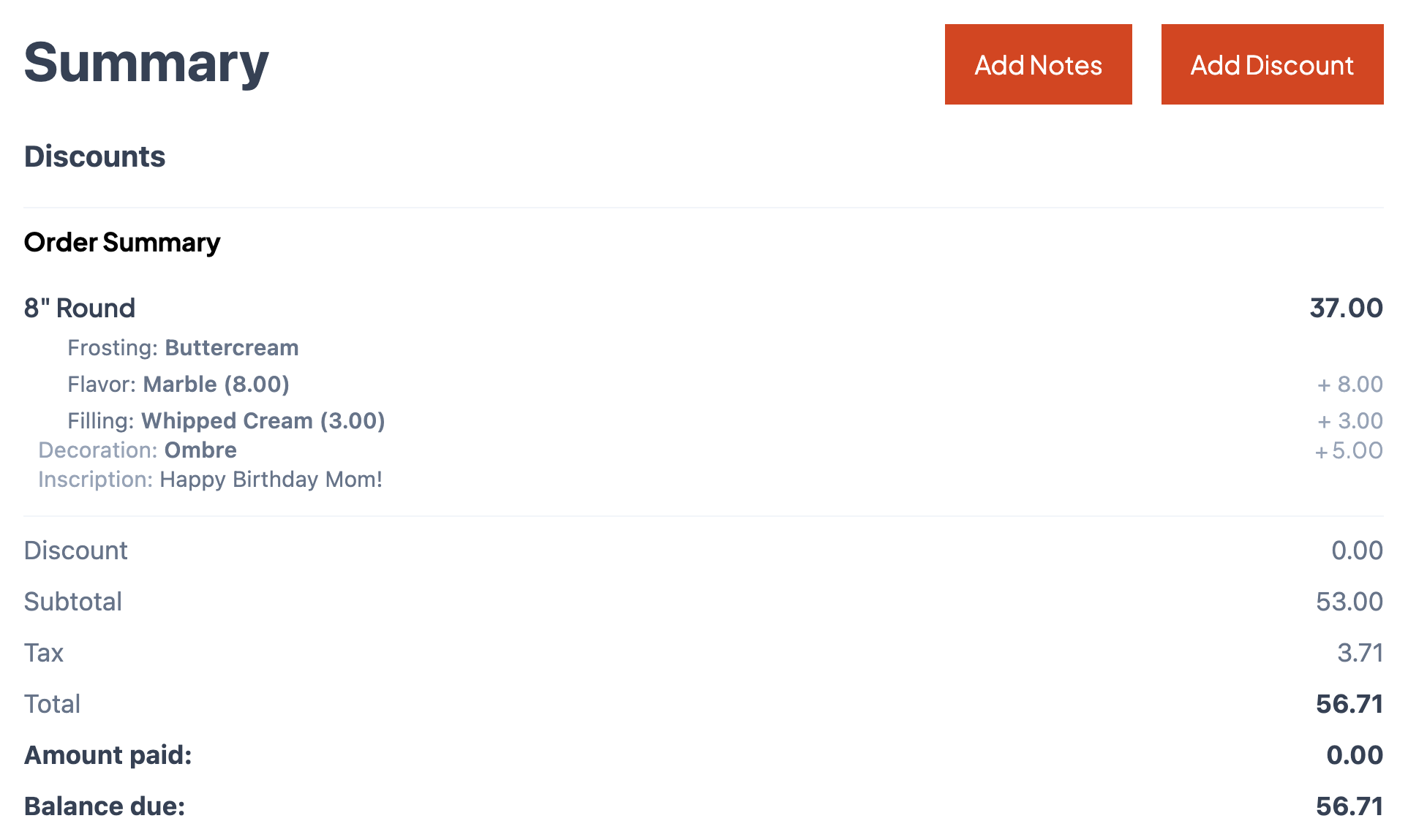 Accurate order details